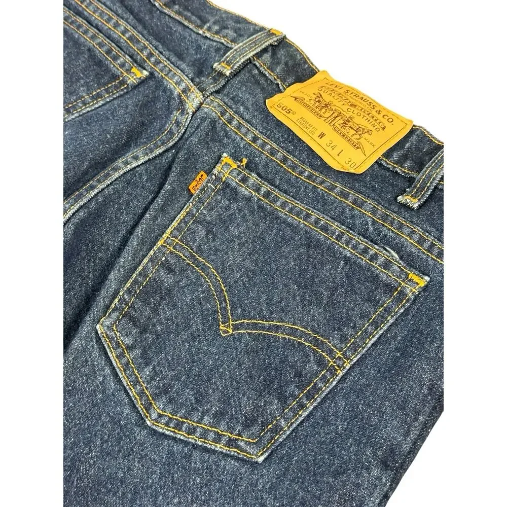 Vintage 1994 Levis 505 34X30 Med Wash Blue Denim Reg Straight Fit Jeans Classic